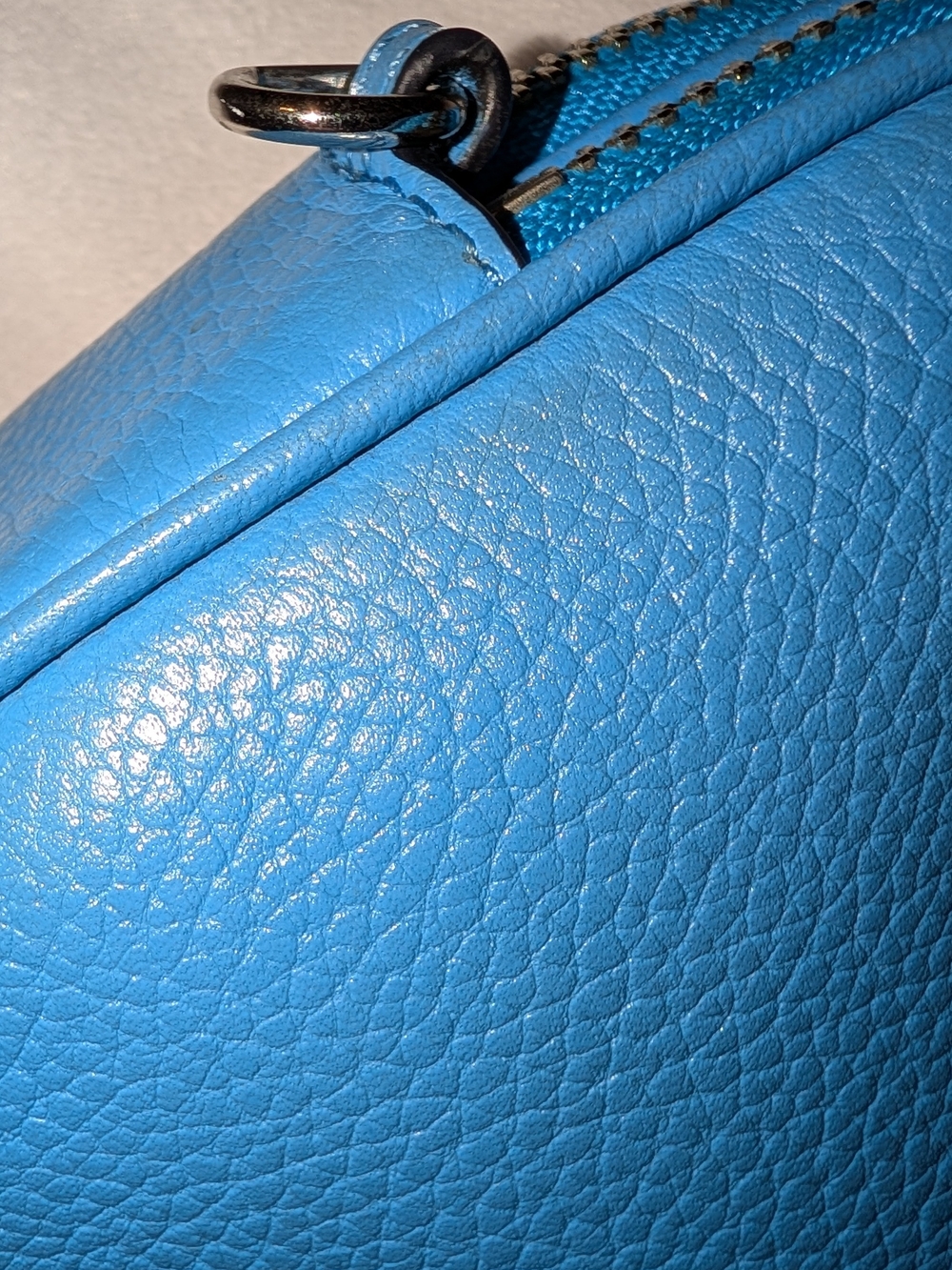 Coach Sadie Pebbled Leather Crossbody Clutch in Azure Blue Silver VGUC - Picture 15 of 15